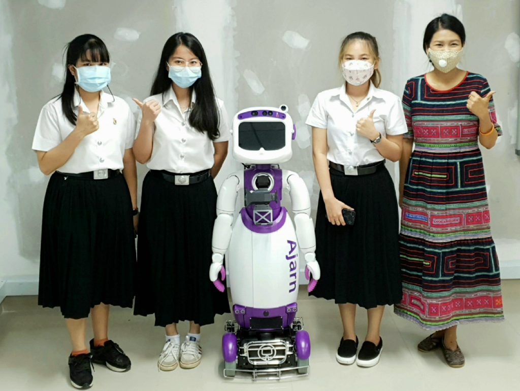 The 'Ajarn Robot,' an English language teaching robot, is an educational innovation developed by Rajamangala University of Technology Phra Nakhon (RMUTP). This project has won the prestigious gold medal at the 